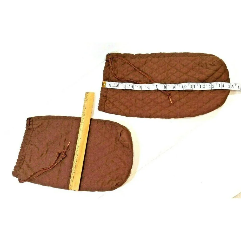 Quilted Brown Drawstring Pouches 15